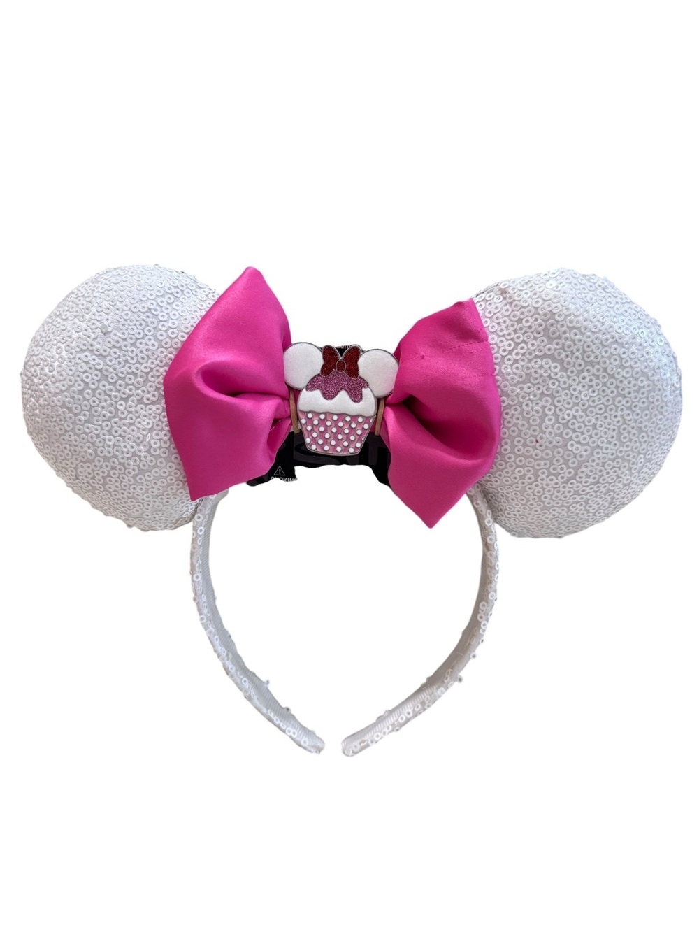Disney Sequin Cupcake Mouse Ear Headband with Pink Bow
